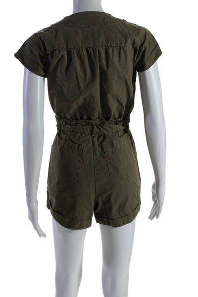 Marissa Webb Collective Womens Olive Canvas Romper Green Size 2 14953356