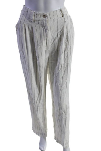 DONNI. Womens Pinstripe Pleated Pants Off-White Size 6 16097126