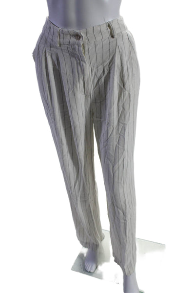 DONNI. Womens Pinstripe Pleated Pants Off-White Size 4 16096659