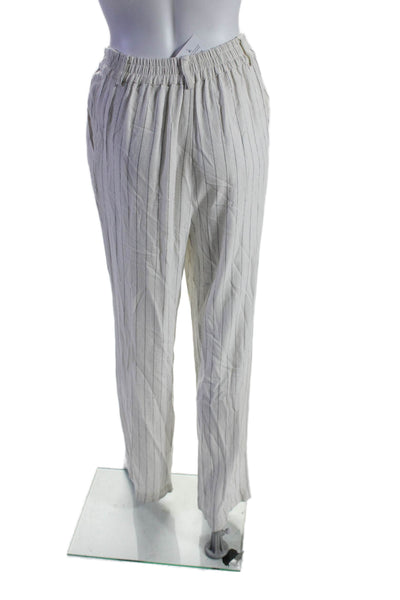 DONNI. Womens Pinstripe Pleated Pants Off-White Size 12 16096583