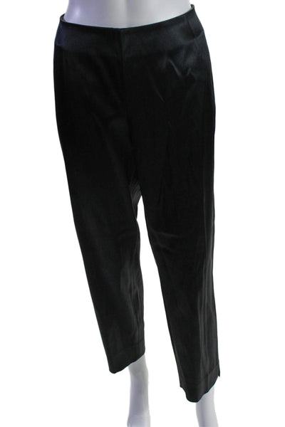 Lafayette 148 New York Womens Satin High Rise Stanton Trousers Black Size 12