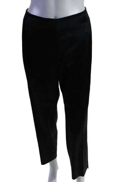 Lafayette 148 New York Womens Satin High Rise Tapered Trousers Black Size 12