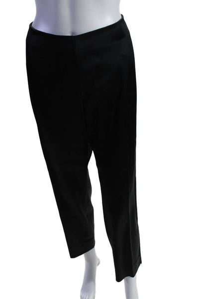 Lafayette 148 New York Womens Satin High Rise Tapered Trousers Black Size 12