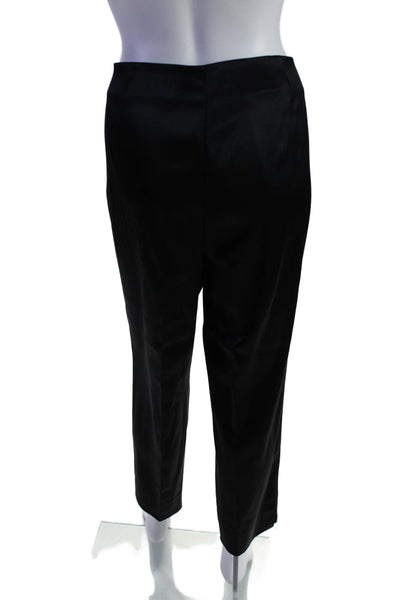 Lafayette 148 New York Womens Satin High Rise Tapered Trousers Black Size 12