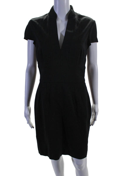 Trina Turk Womens Black V-Neck Short Sleeve Shift Dress Size 6