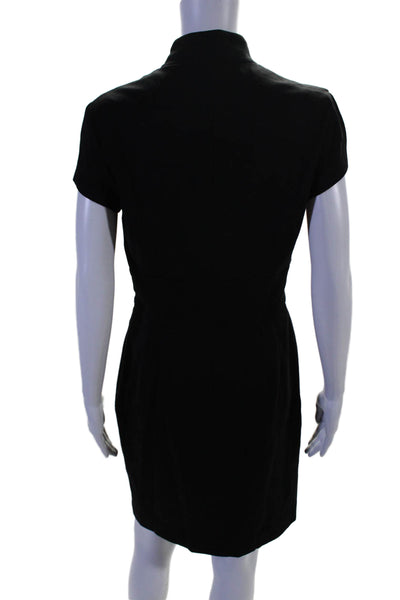 Trina Turk Womens Black V-Neck Short Sleeve Shift Dress Size 6