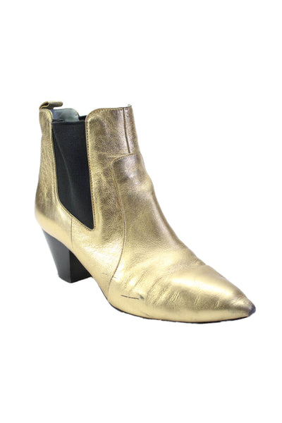 Marc Jacobs Womens Metallic Cuban Heels Elastic Western Boots Gold Size EUR 40