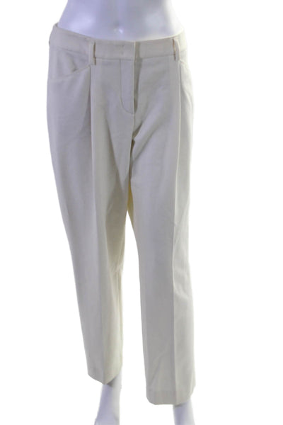 Akris Womens Creased Slim leg Dress Pant Trousers Winter White Wool Size 8