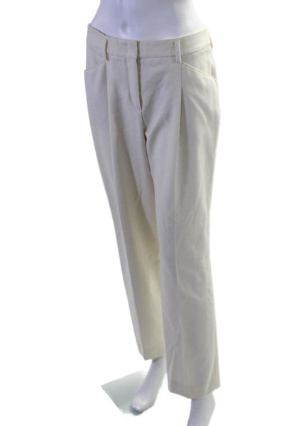 Akris Womens Creased Slim leg Dress Pant Trousers Winter White Wool Size 8