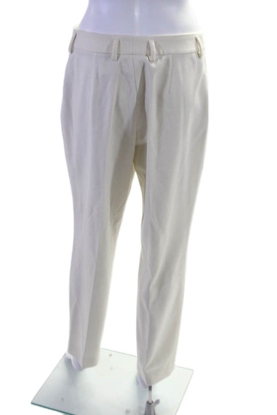 Akris Womens Creased Slim leg Dress Pant Trousers Winter White Wool Size 8