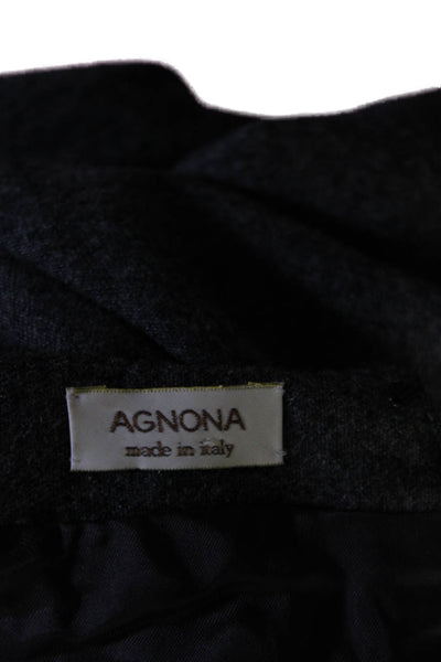 Agnona Womens Short Sleeves Belted Sheath Dress Gray Wool Blend Size EUR 46