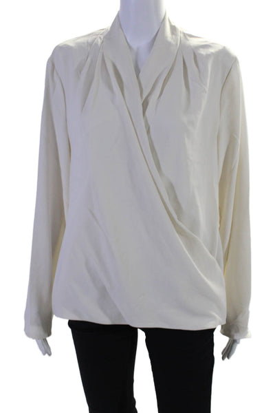 M.M. Lafleur Womens Long Sleeves V Neck Pullover Blouse White Size Large