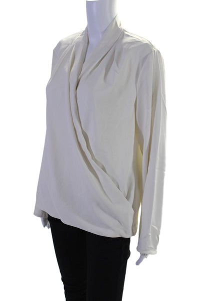 M.M. Lafleur Womens Long Sleeves V Neck Pullover Blouse White Size Large