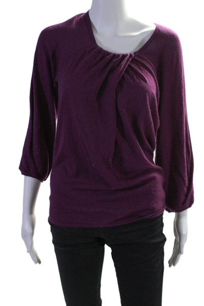 Vince Womens Cashmere Scoop Neck Long Sleeves Sweater Purple Size Medium