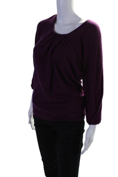 Vince Womens Cashmere Scoop Neck Long Sleeves Sweater Purple Size Medium