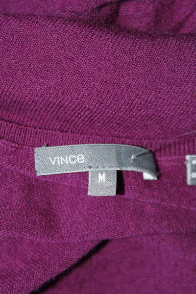 Vince Womens Cashmere Scoop Neck Long Sleeves Sweater Purple Size Medium