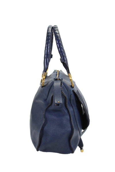 Chloe Womens Navy Blue Leather Medium Marcie Shoulder Bag Handbag