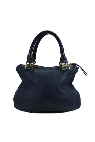 Chloe Womens Navy Blue Leather Medium Marcie Shoulder Bag Handbag