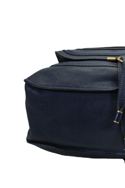 Chloe Womens Navy Blue Leather Medium Marcie Shoulder Bag Handbag