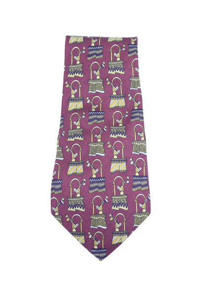 Salvatore Ferragamo Mens Slk Textured Graphic Printed Tie Red