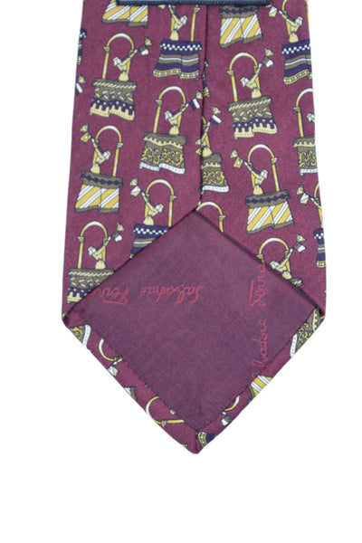 Salvatore Ferragamo Mens Slk Textured Graphic Printed Tie Red