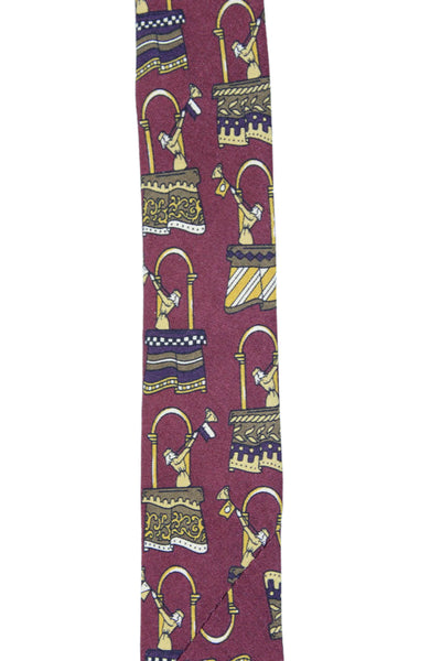 Salvatore Ferragamo Mens Slk Textured Graphic Printed Tie Red