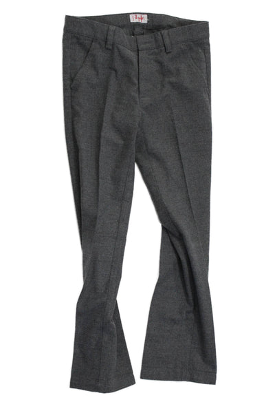 Il Gufo Girls Textured Zip Button Lined Pleated Tapered Leg Dress Pants Gray Siz