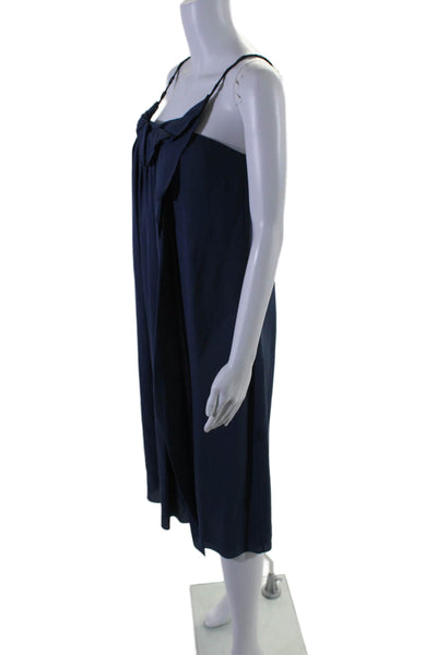 3.1 Phillip Lim Womens Silk Dark Blue Ruffle Scoop Neck A-line Dress Size S