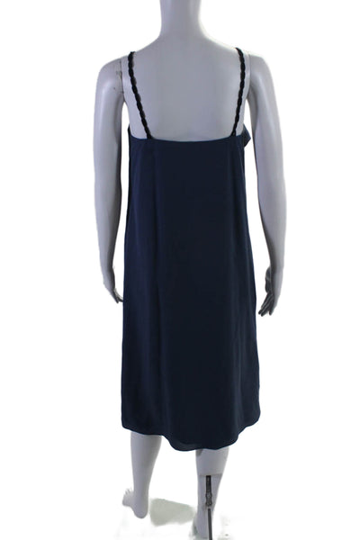 3.1 Phillip Lim Womens Silk Dark Blue Ruffle Scoop Neck A-line Dress Size S