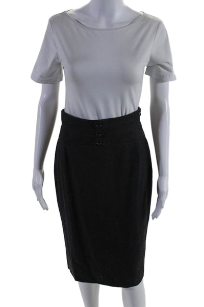 Rena Lange Womens Side Zip Knee Length Pencil Skirt Gray Wool Size 6