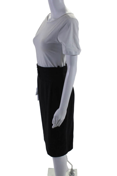 Rena Lange Womens Side Zip Knee Length Pencil Skirt Gray Wool Size 6