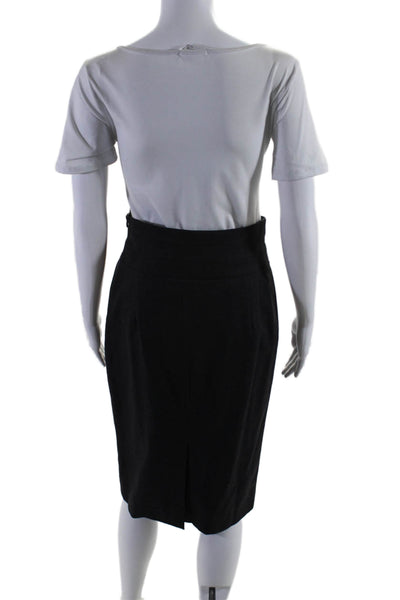 Rena Lange Womens Side Zip Knee Length Pencil Skirt Gray Wool Size 6