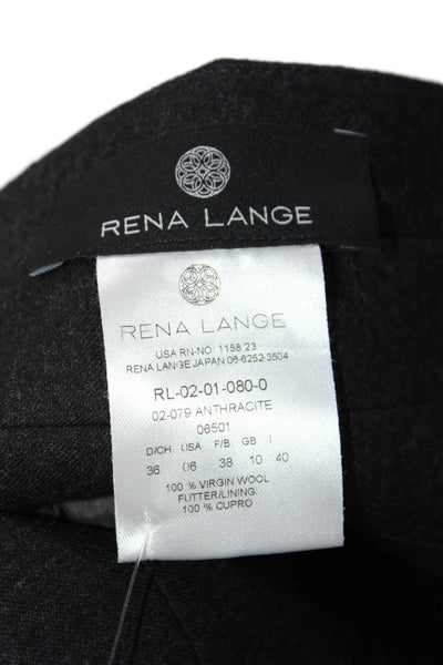 Rena Lange Womens Side Zip Knee Length Pencil Skirt Gray Wool Size 6