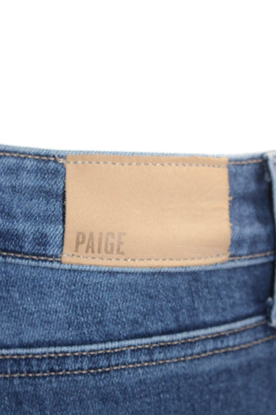 Paige Womens High Rise Boot Cut Zip Up Manhattan Jeans Blue Cotton Size 24