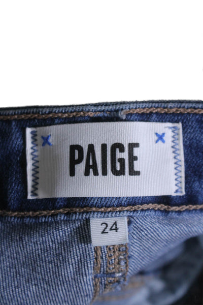 Paige Womens High Rise Boot Cut Zip Up Manhattan Jeans Blue Cotton Size 24