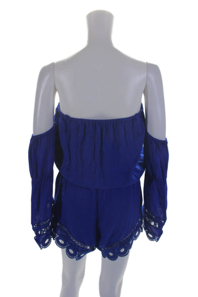 Ramy Brook Womens Off The Long Sleeves Long Sleeves Romper Blue Size Small