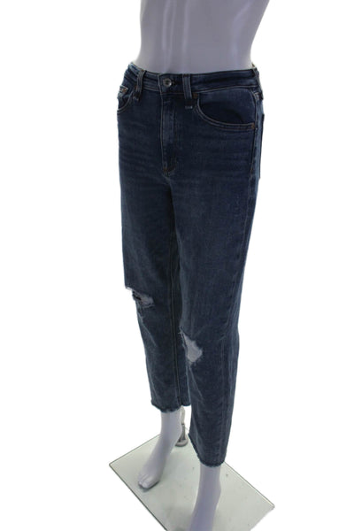 Rag & Bone Womens Cotton Straight Leg Distressed Zip Closure Jeans Blue Size 25