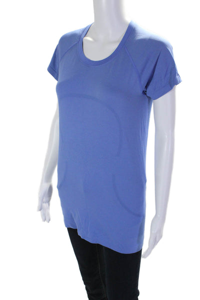 Lululemon Womens Stretch Round Neck Short Sleeve Activewear Top Blue Size 8