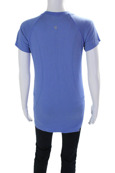 Lululemon Womens Stretch Round Neck Short Sleeve Activewear Top Blue Size 8