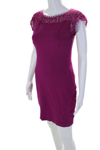 Emilio Pucci Women's Round Neck Lace Trim Sleeveless Mini Dress Pink Size 6