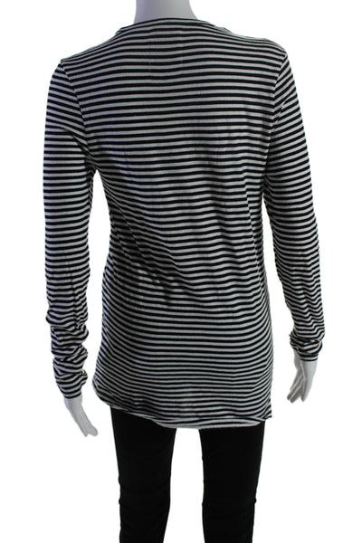 Karssen Zoe Karssen Womens Long Sleeve Striped T Shirt Black White Size S