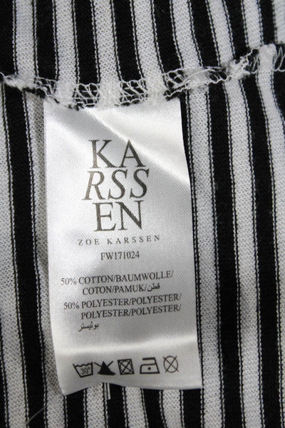 Karssen Zoe Karssen Womens Long Sleeve Striped T Shirt Black White Size S