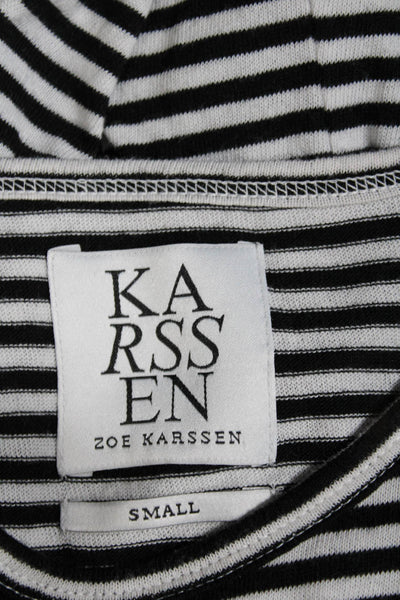 Karssen Zoe Karssen Womens Long Sleeve Striped T Shirt Black White Size S