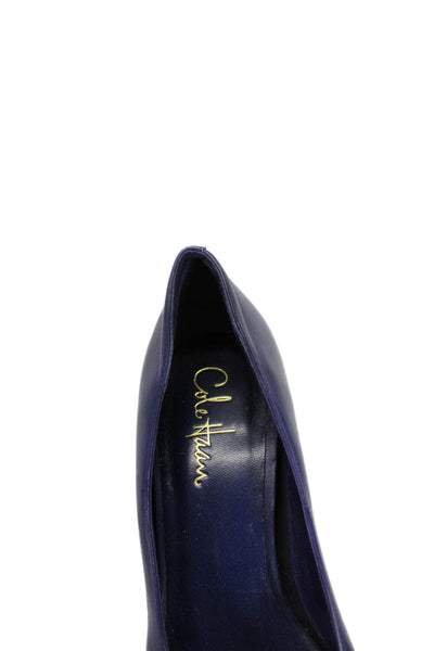 Cole Haan Womens Blue Patent Peep Toe Platform Heels Pumps Shoes Size 7.5