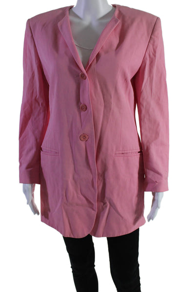 Escada Margaretha Ley Womens Wool Pink Three Button Long Sleeve Blazer Size 38