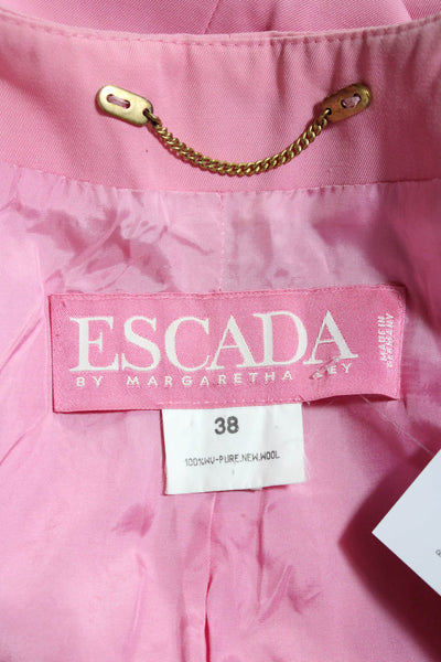 Escada Margaretha Ley Womens Wool Pink Three Button Long Sleeve Blazer Size 38