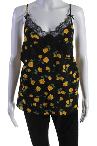 Michael Kors Collection Womens Spaghetti Straps Lace Trim Tank Top Floral Size 2