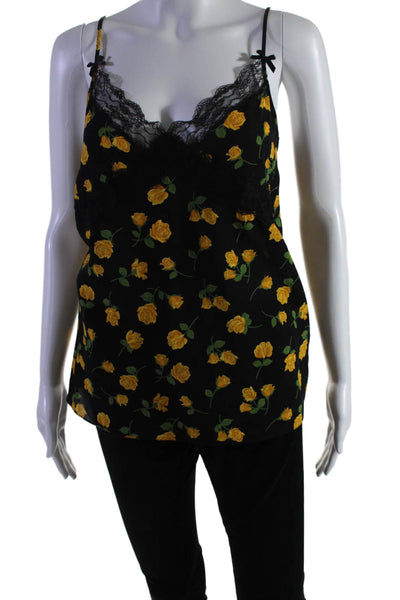 Michael Kors Collection Womens Spaghetti Straps Lace Trim Tank Top Floral Size 2