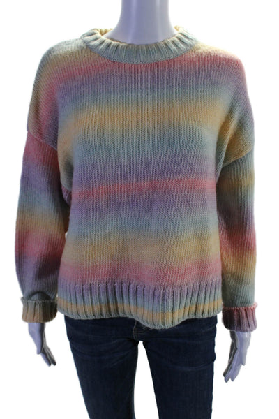 Something Navy Womens Cotton Blend Multicolor Crew Neck Sweater Top Size S