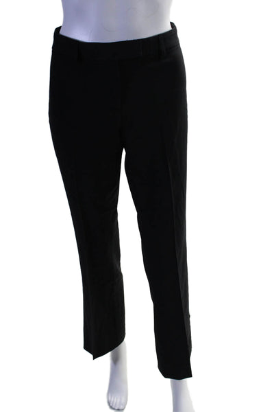 Theory Women's Hook Closure Flat Front Straight Leg Dress Pants Black Size 4